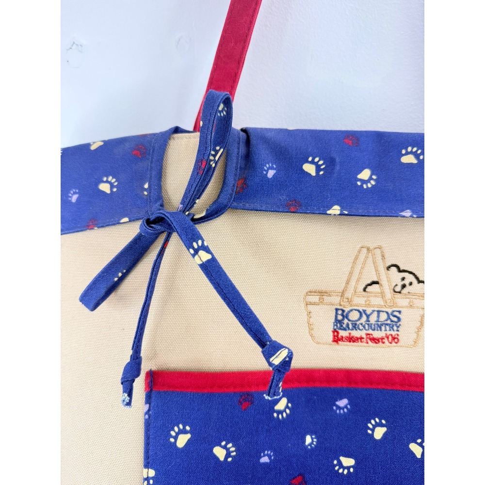 Boyds Bearcountry Basket Fest 06 Canvas Tote Bag Red Paw‎ Print Handles - Picture 5 of 9